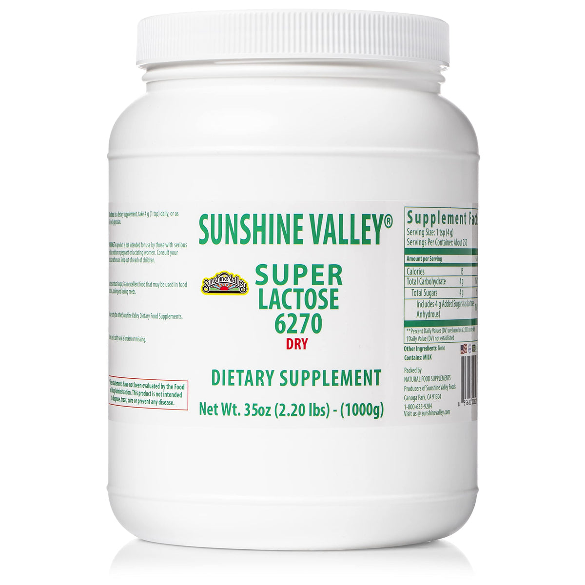 Sunshine Valley® Super Lactose Dry Powder (Free Flow Pour)