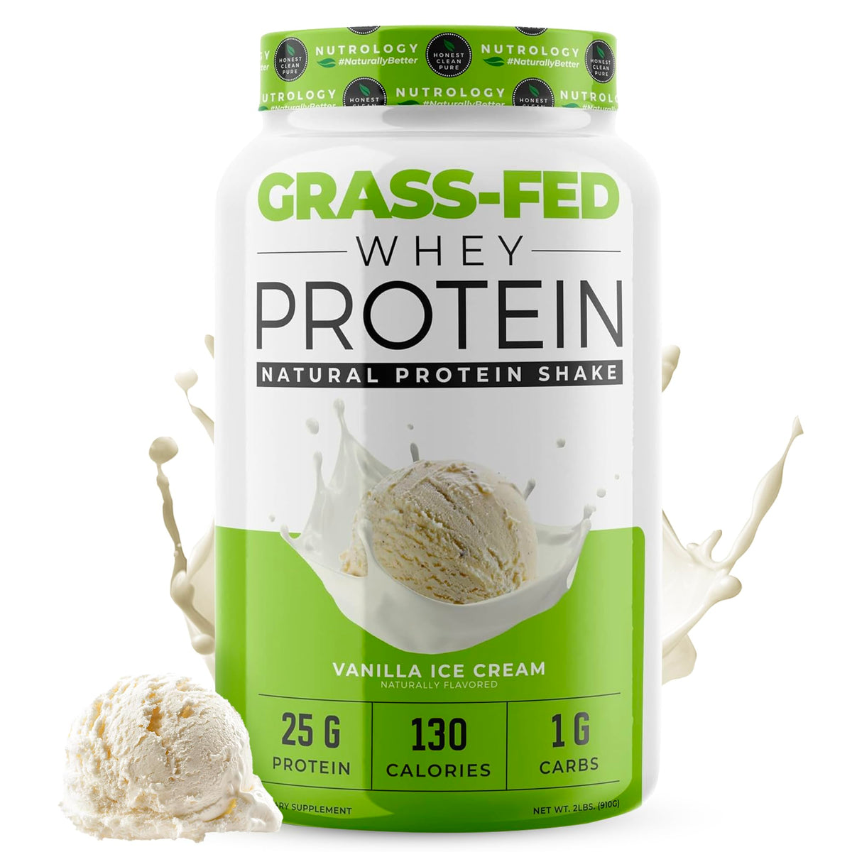 Nutrology Grass-Fed Whey Protein Powder Vanilla - 28 Servings