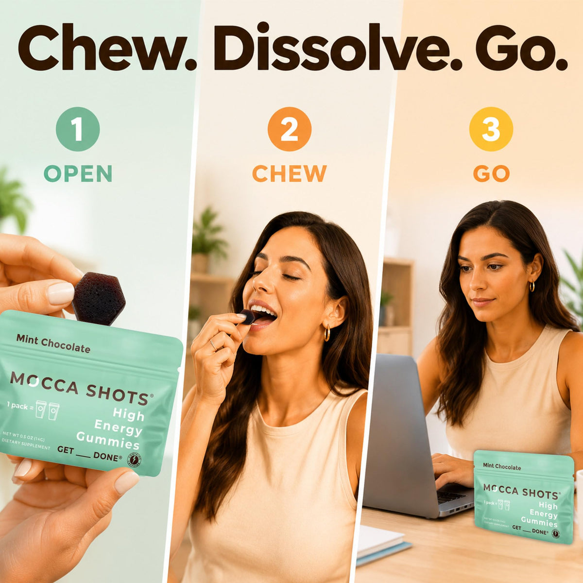 SGC Mocca Shots Caffeine Energy Gummies, 200mg