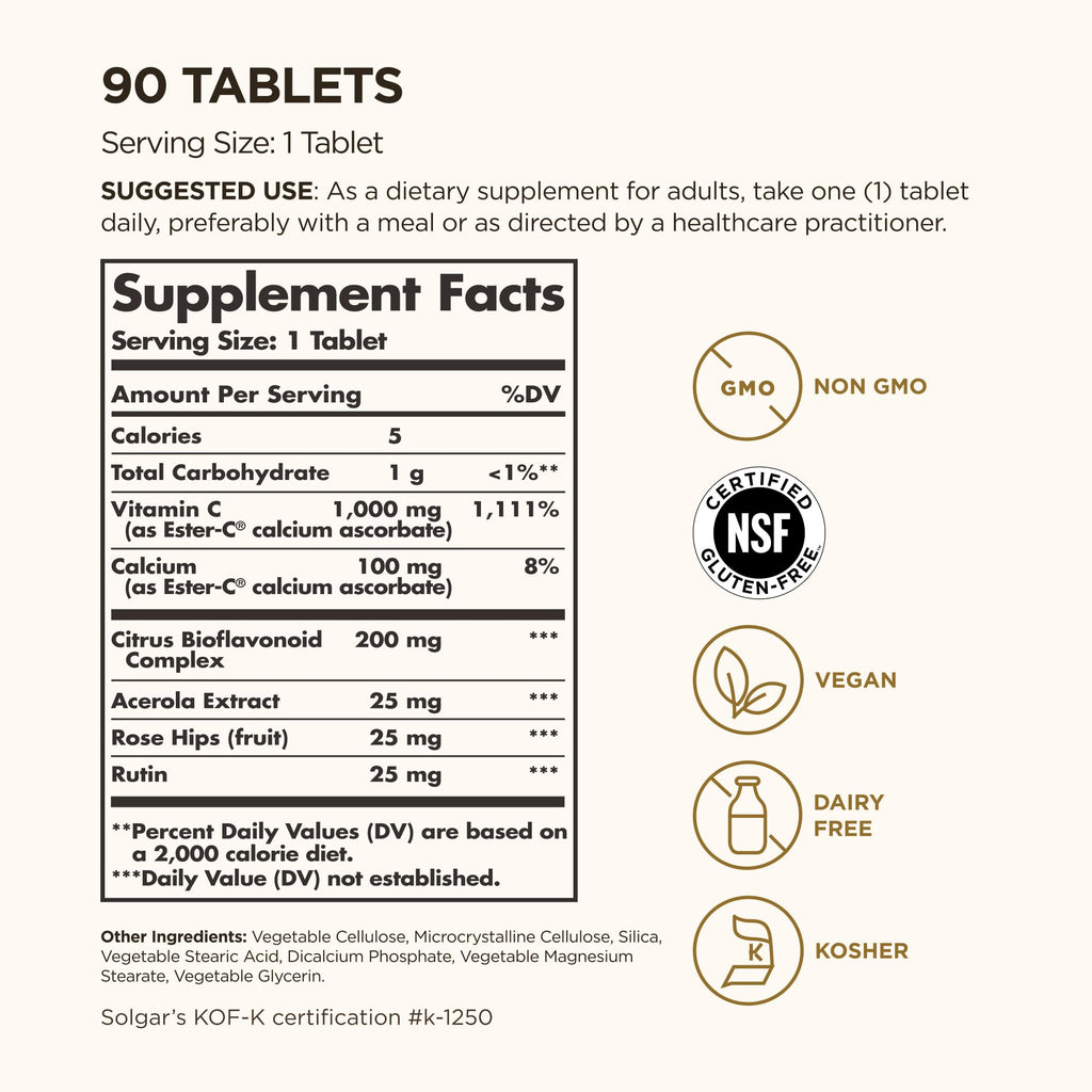 Solgar Ester-C Plus 1000 mg Vitamin C (Ascorbate Complex)