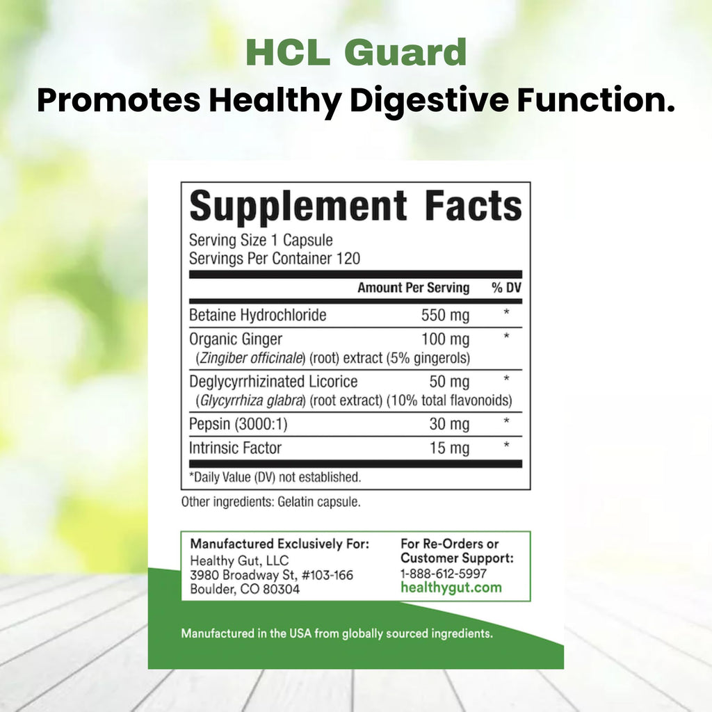 Healthy Gut HCL Guard Protein Digestion Support - 120 Capsules - image 2