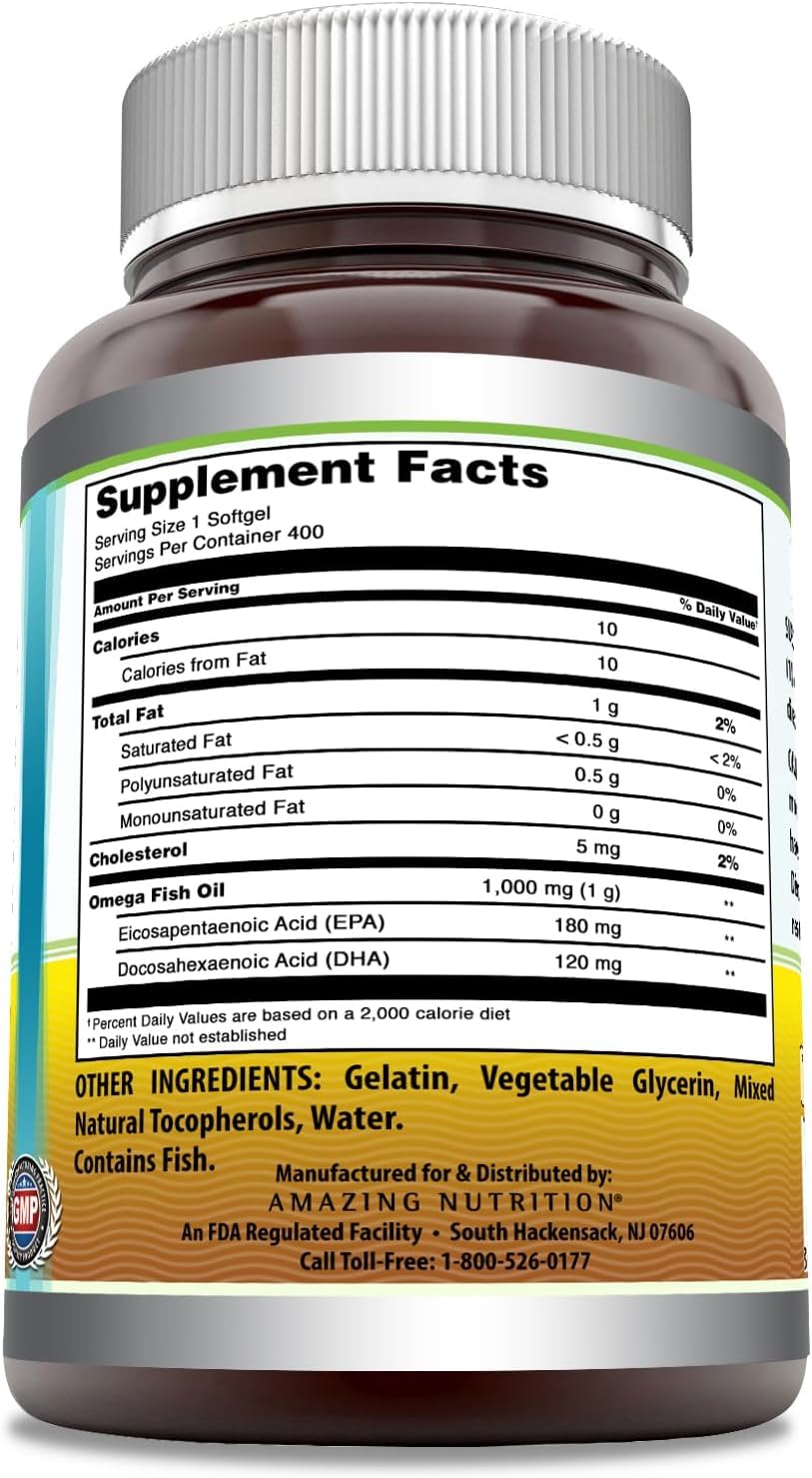 Amazing Omega Fish Oil 1000 mg Softgels Supplement