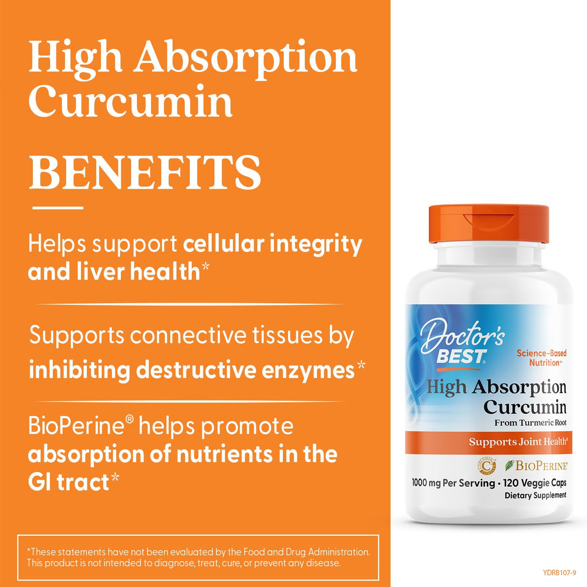 Doctor's BEST Turmeric Curcumin 1000mg Joint Support - 120 Vegetarian Capsules - image 2