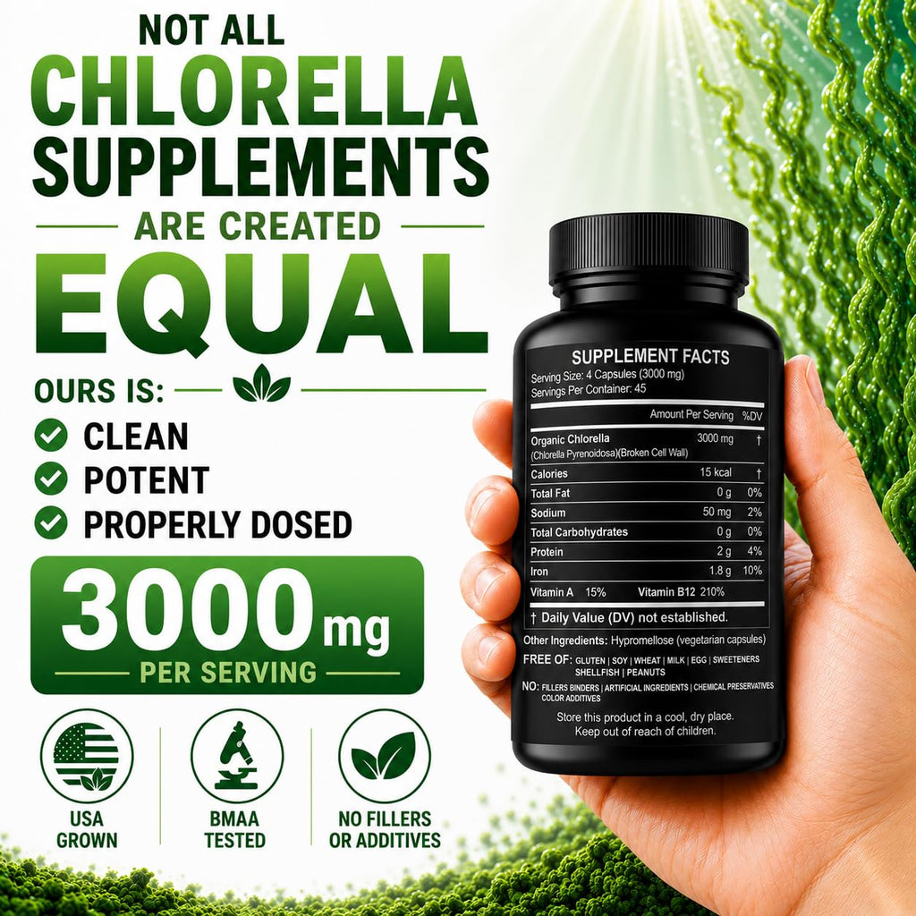 HCL Herbal Code Labs Chlorella 3000 mg - 180 Capsules - image 3