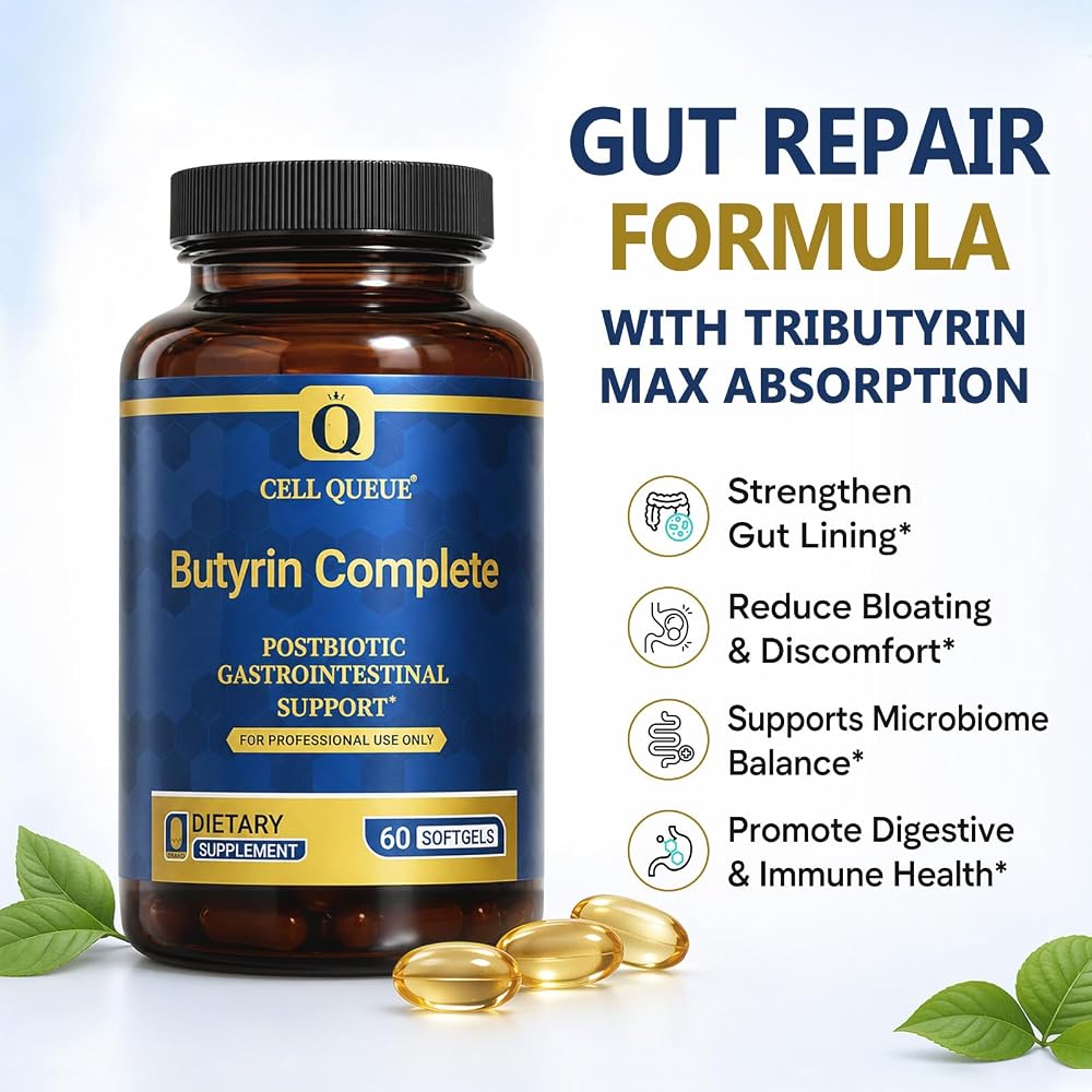 Cellqueue Butyrin Complete Butyrate Supplement for Gut Health - 60 Softgels - image 2