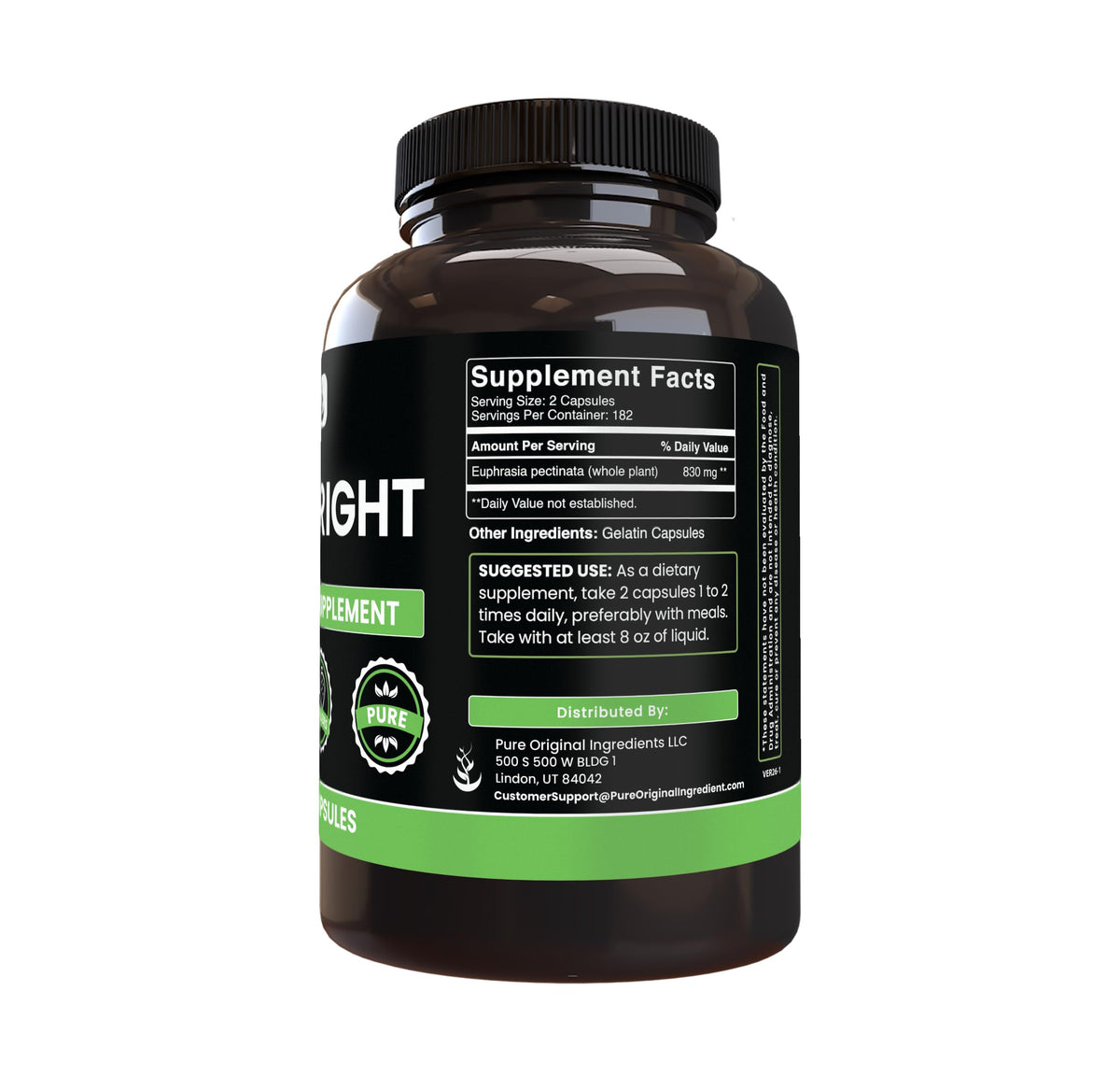 PURE ORIGINAL INGREDIENTS Eyebright - 365 Capsules - image 2
