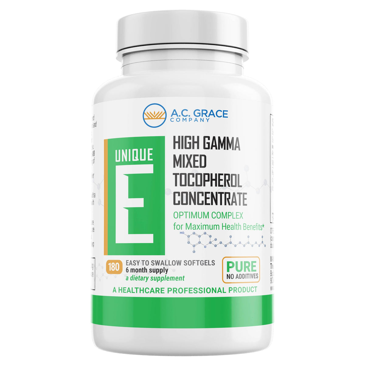 UNIQUE E Mixed Tocopherols Vitamin E Softgels, High Gamma Complex