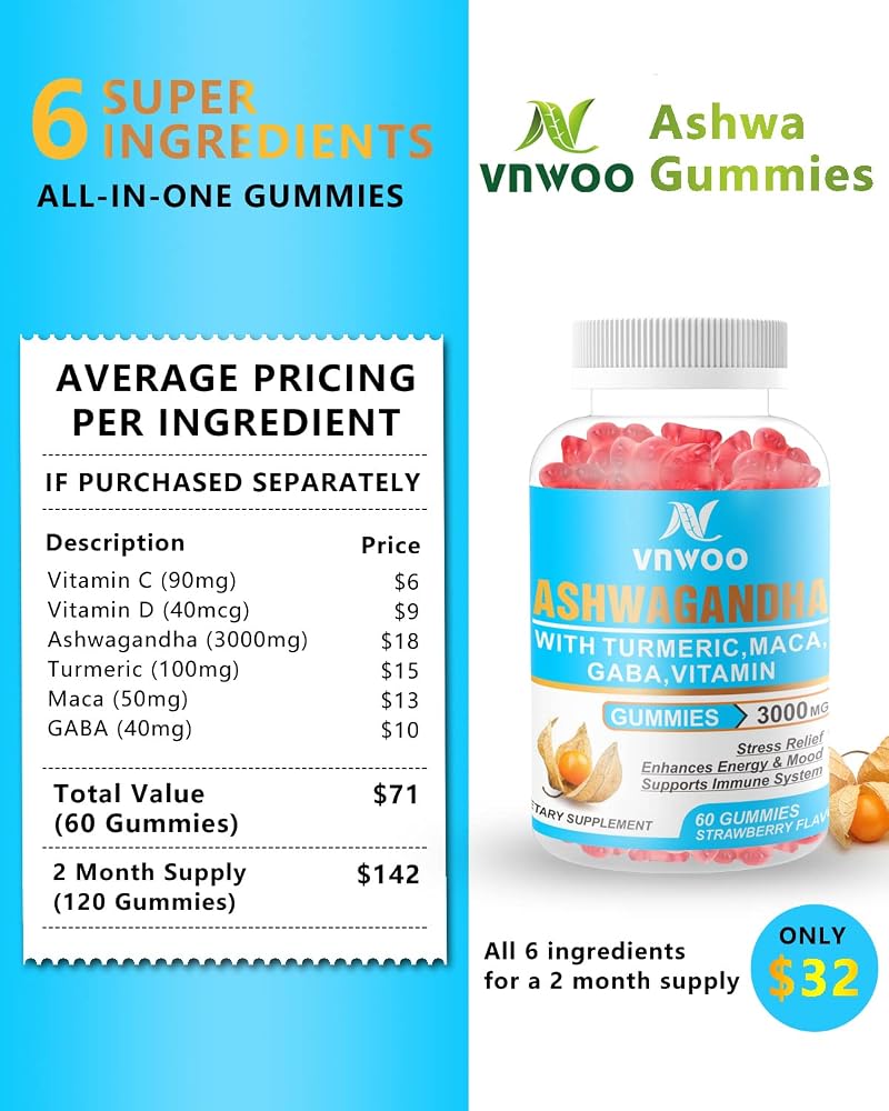 VNWOO Organic Ashwagandha Gummies with Maca Root - image 2