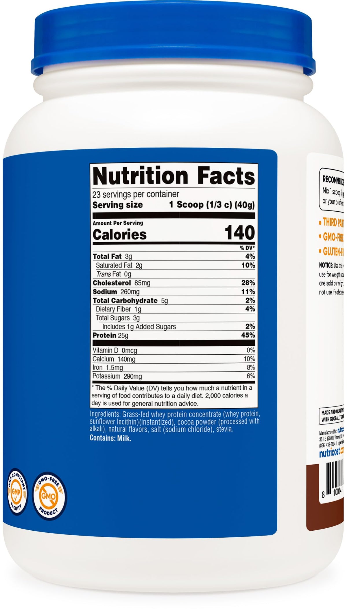Nutricost Grass-Fed Whey Protein Concentrate - Undenatured