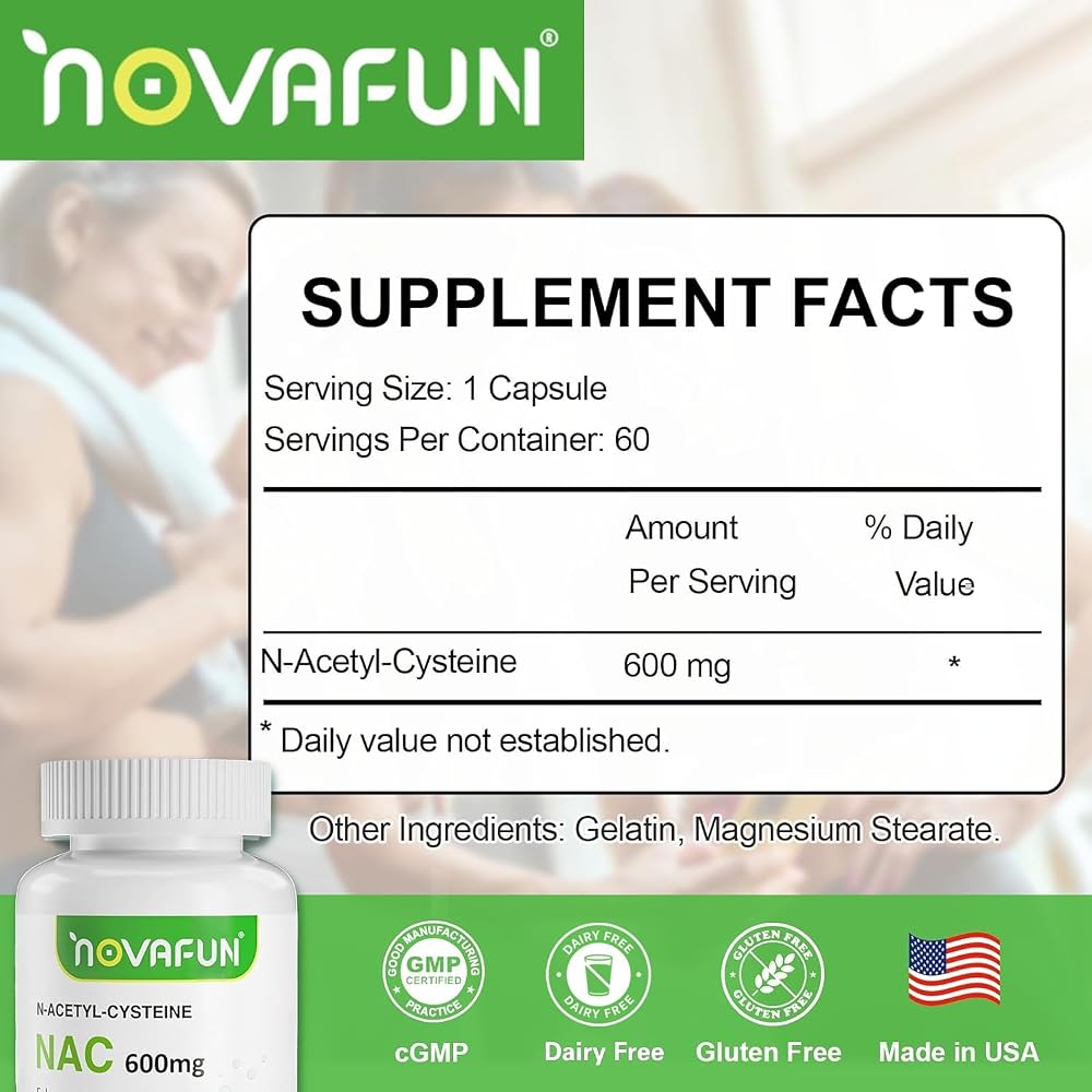 Novafun NAC 600mg N-Acetyl Cysteine - 60 Capsules - image 2