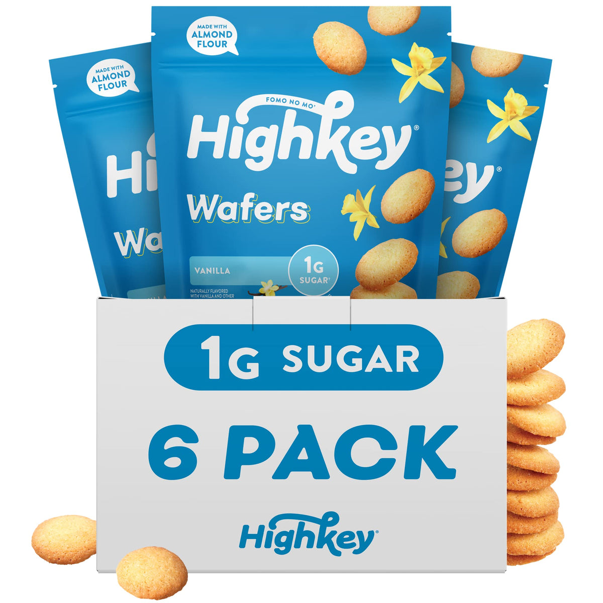 HighKey Gluten Free Vanilla Wafer Cookies - 6Pack Low Carb Keto Snack