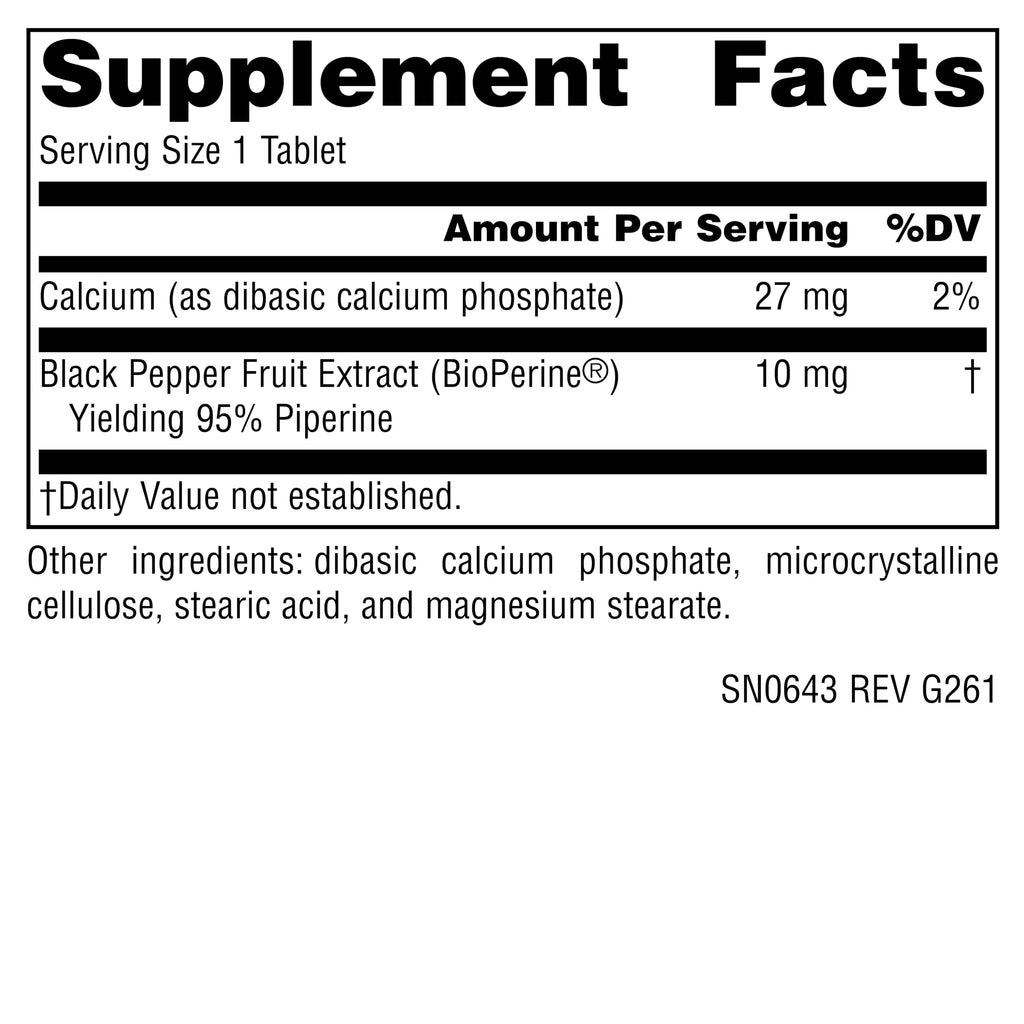 Source Naturals BioPerine Black Pepper Extract 10 mg - 60 Tablets - image 2