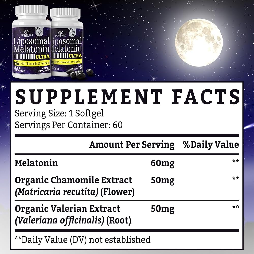 Fogoro Melatonin 60mg-Fall Asleep Faster, Stay Asleep Longer,High Dose