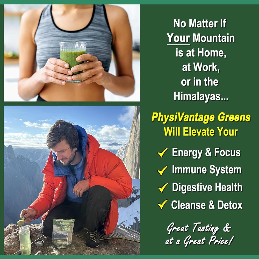 PhysiVantage Organic Greens Powder for Energy & Immunity - 25 Servings - image 3
