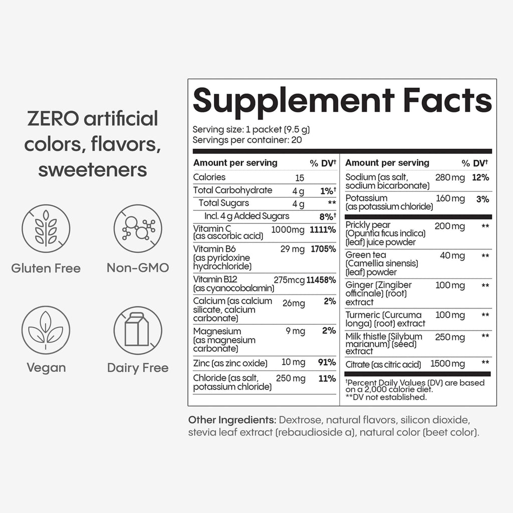 Hydralyte Plus Liver Support Hydration Packets - 7 Electrolytes