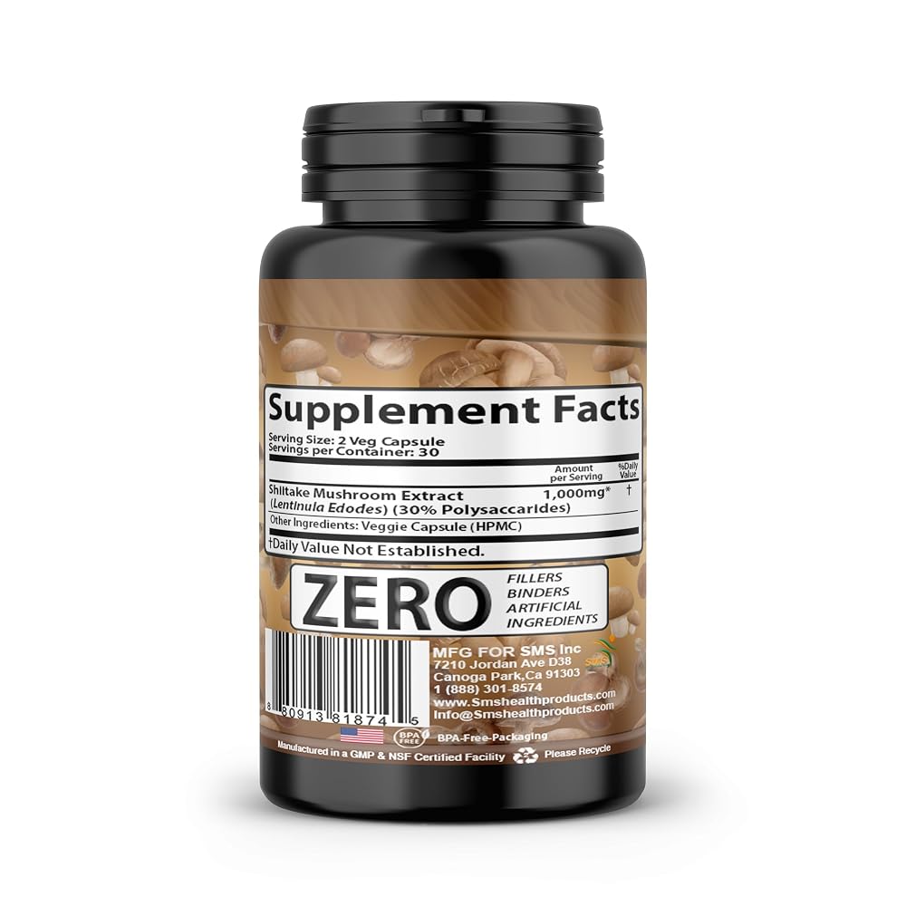 SMSHEALTHPRODUCTS.com Shiitake Mushroom Extract - 60 Capsules - image 2