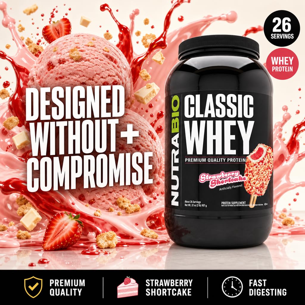 NutraBio Classic Whey Protein Powder Supplement - 25g of Protein Per
