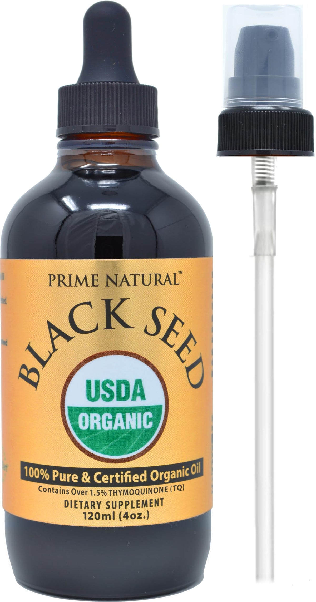 PRIME NATURAL Organic Black Seed Oil - Cold Pressed Unrefined High