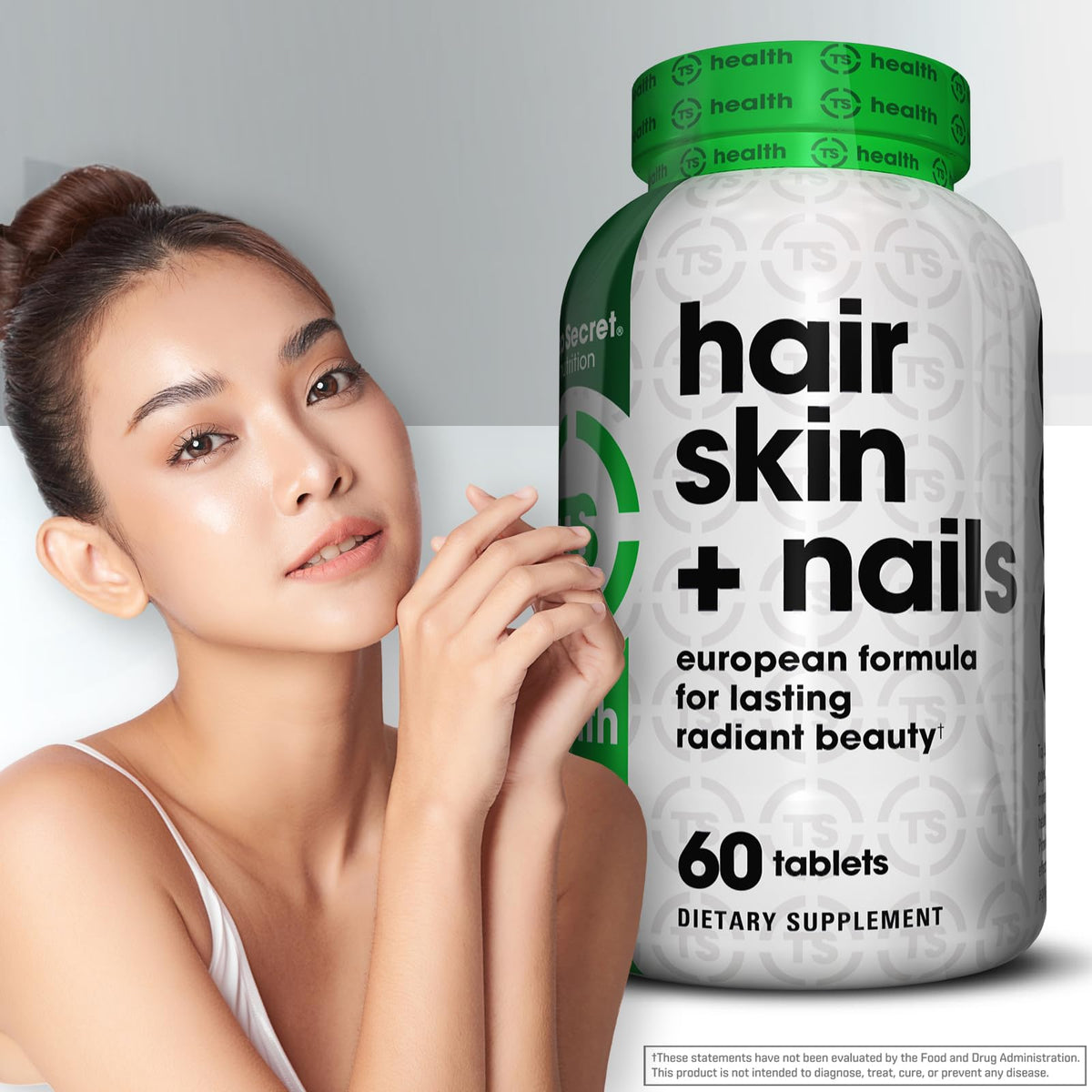 Top Secret Nutrition Hair Skin + Nails Biotin Support - 60 Tablets - image 4