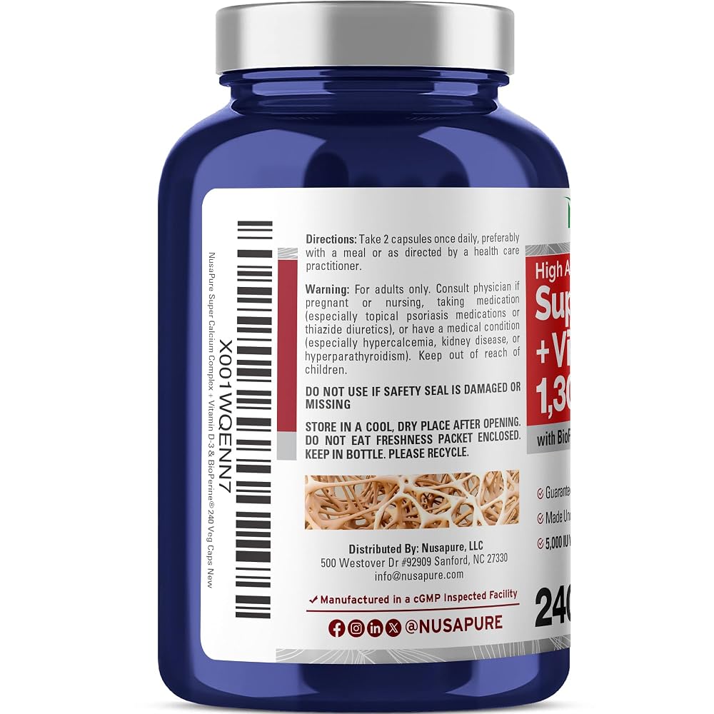 NusaPure Super Calcium with Vitamin D3 1300 mg - 240 Capsules - image 2