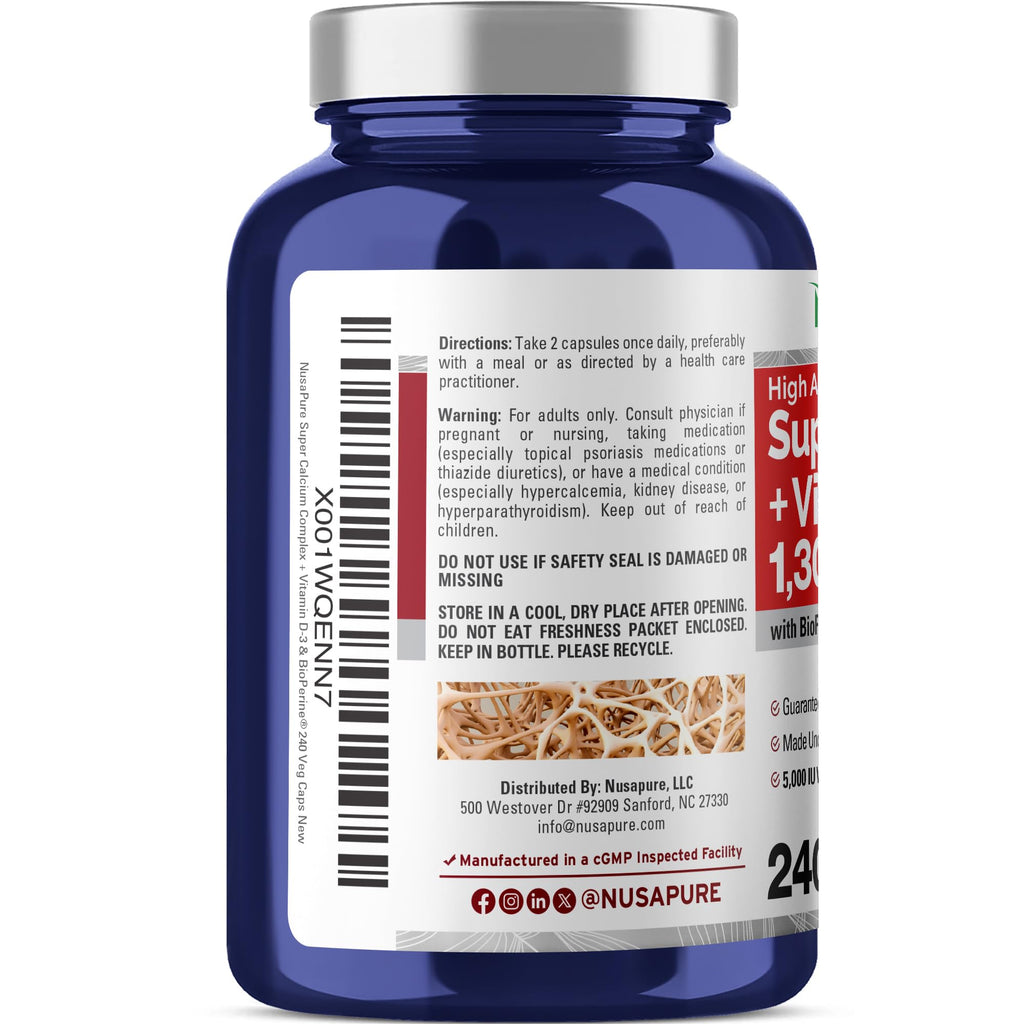 NusaPure Super Calcium with Vitamin D3 1300 mg - 240 Capsules - image 2