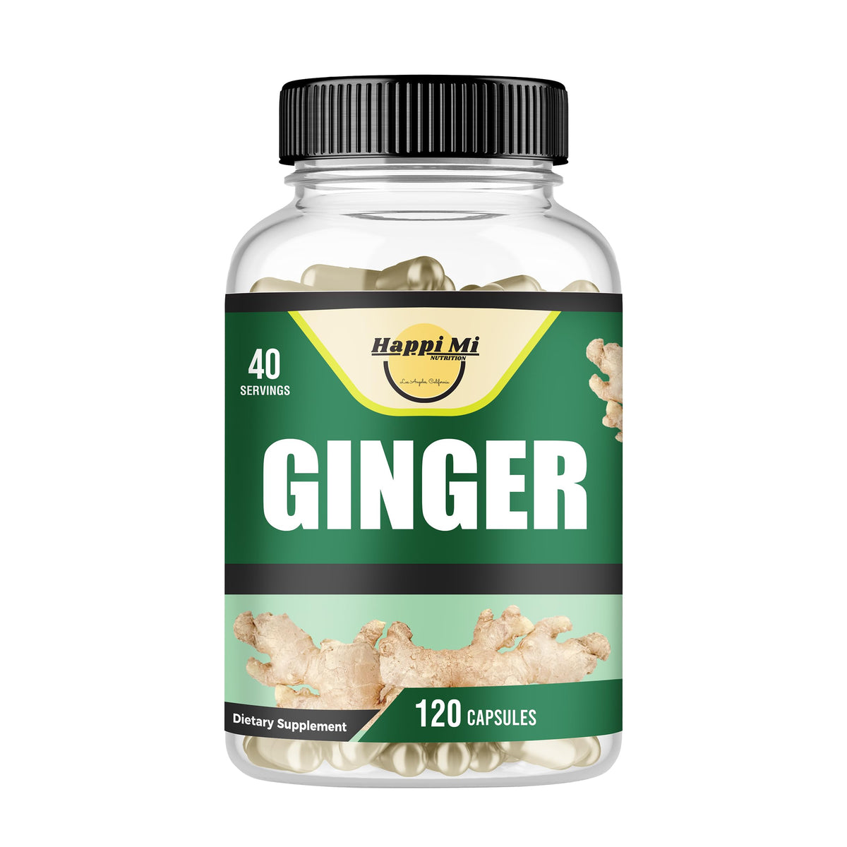 Happi Mi Nutrition Ginger Root Capsules 2500mg - 120 Vegetarian Capsules