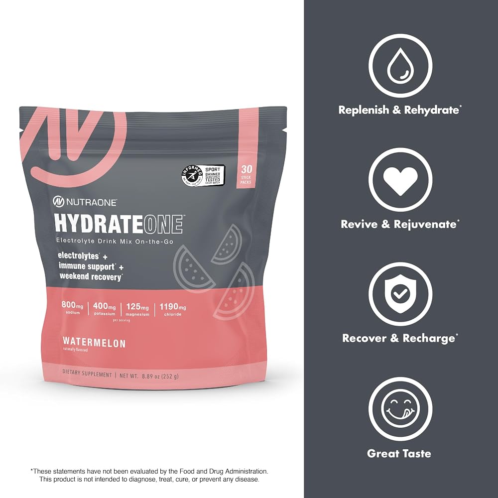 NutraOne HydrateOne, Electrolyte Drink Mix On-The-Go