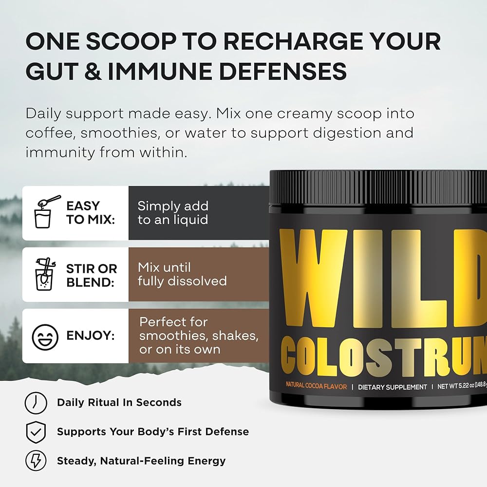Wild Foods Colostrum Supplement Powder for Natural IgG Pure Whole