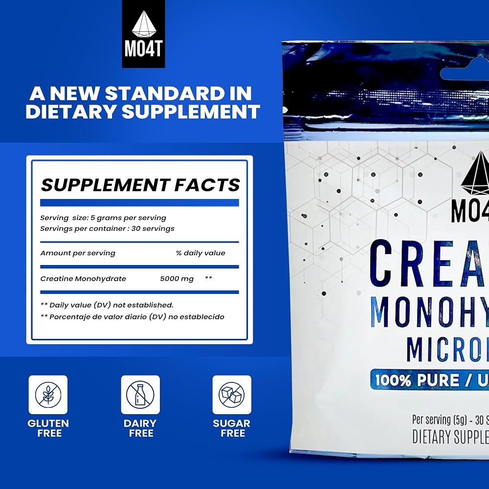 MO4T Creatine Monohydrate Micronized Powder - 30 Servings - image 2