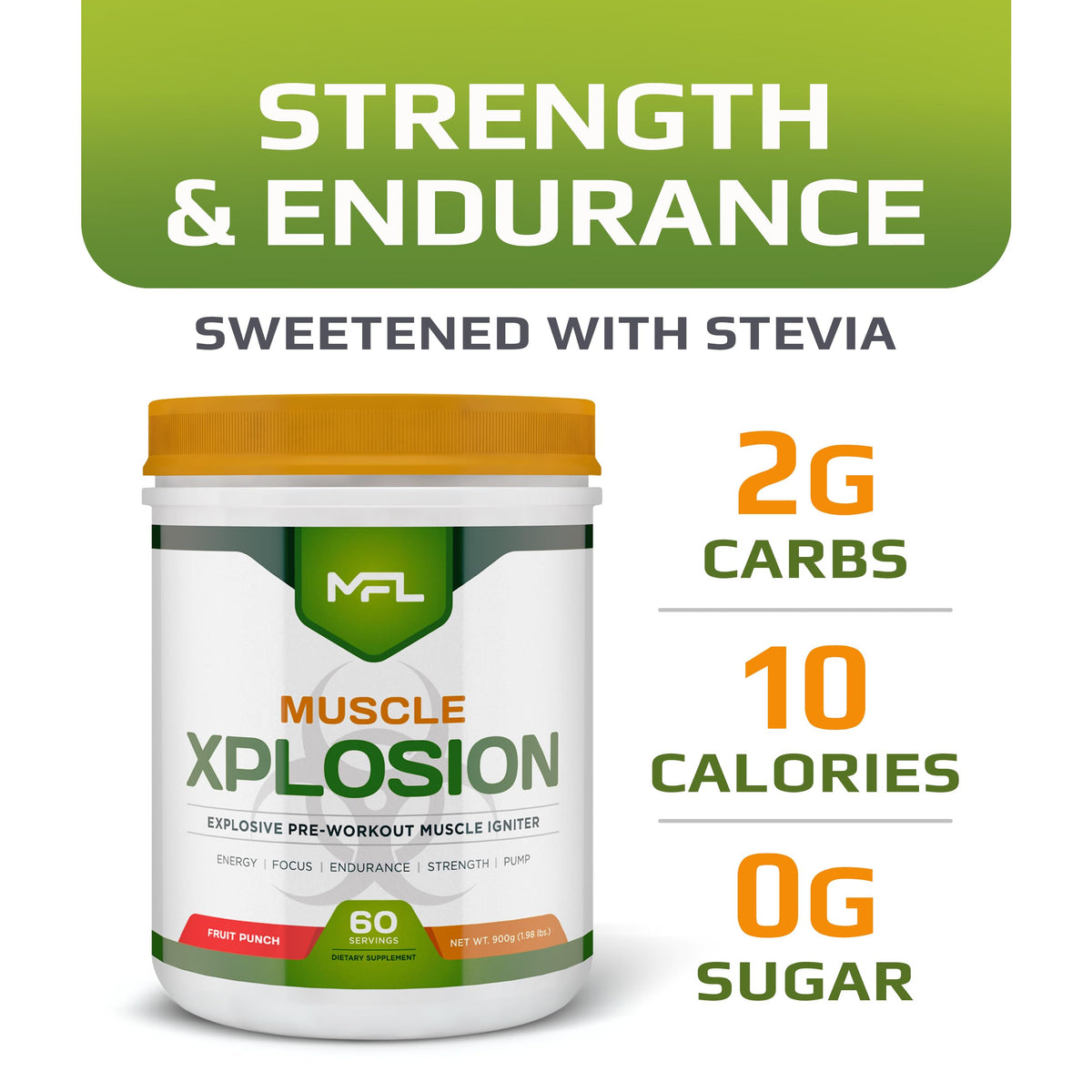MUSCLE FOOD LABS Muscle Xplosion - PRE-Workout SWEETENED with STEVIA