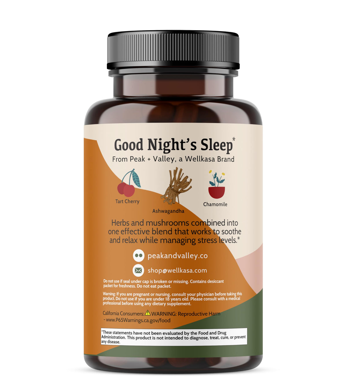 Peak + Valley Natural Sleep Aid for Adults - 60 Capsules - image 3
