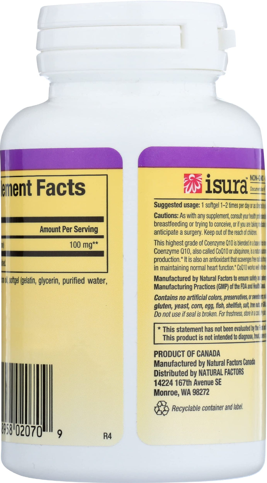 Natural Factors Coenzyme Q10 - Antioxidant Support Supplement