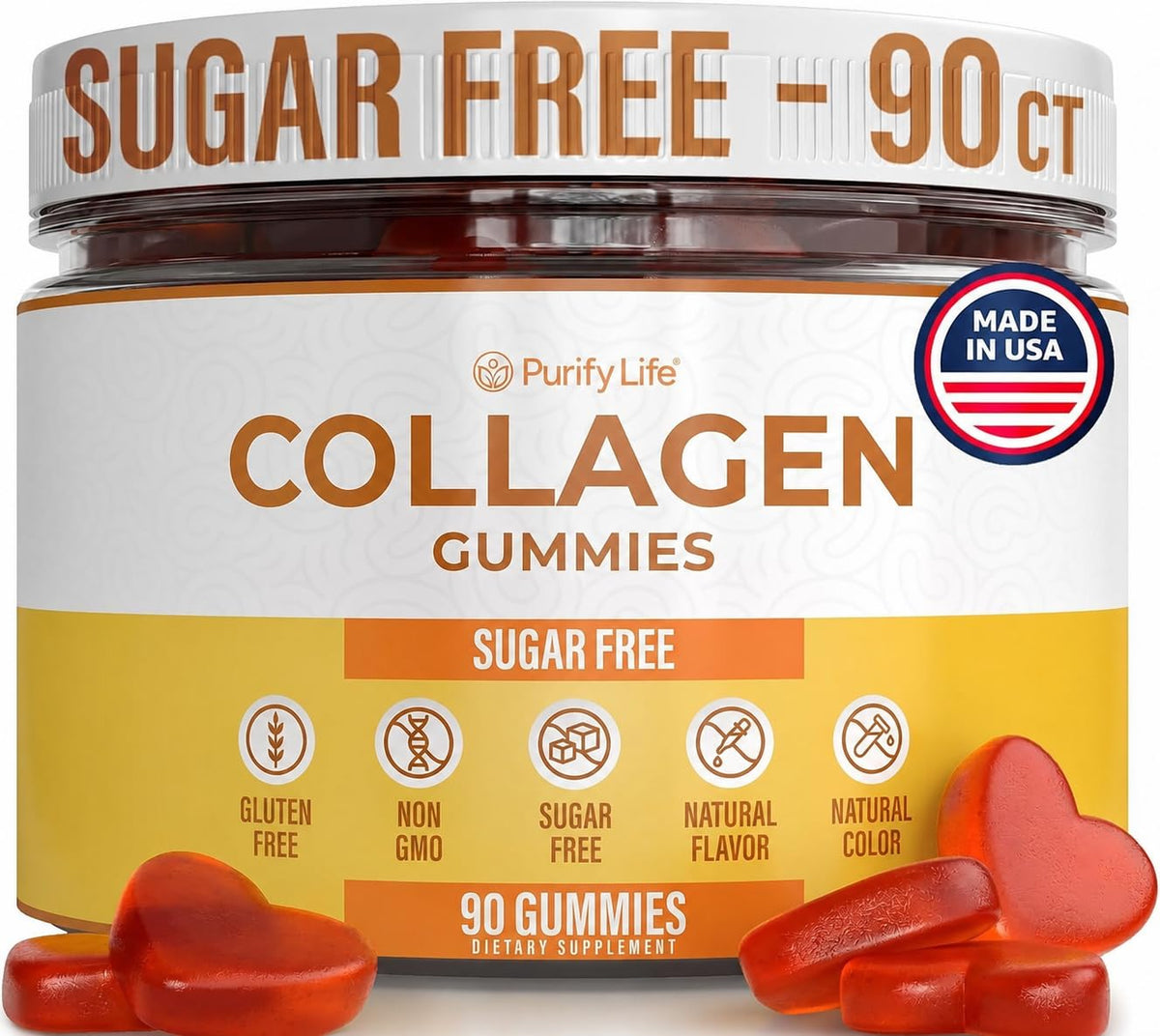 Purify Life Sugar-Free Marine Collagen Gummies - 90 Count