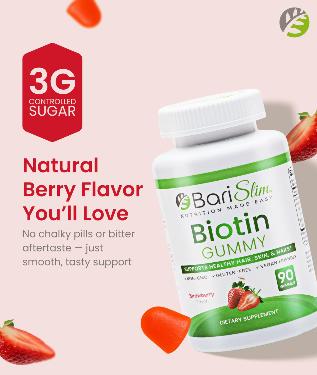 BariSlim Biotin 5000 mcg Gummies for Hair, Skin & Nails - 90 Gummies - image 4