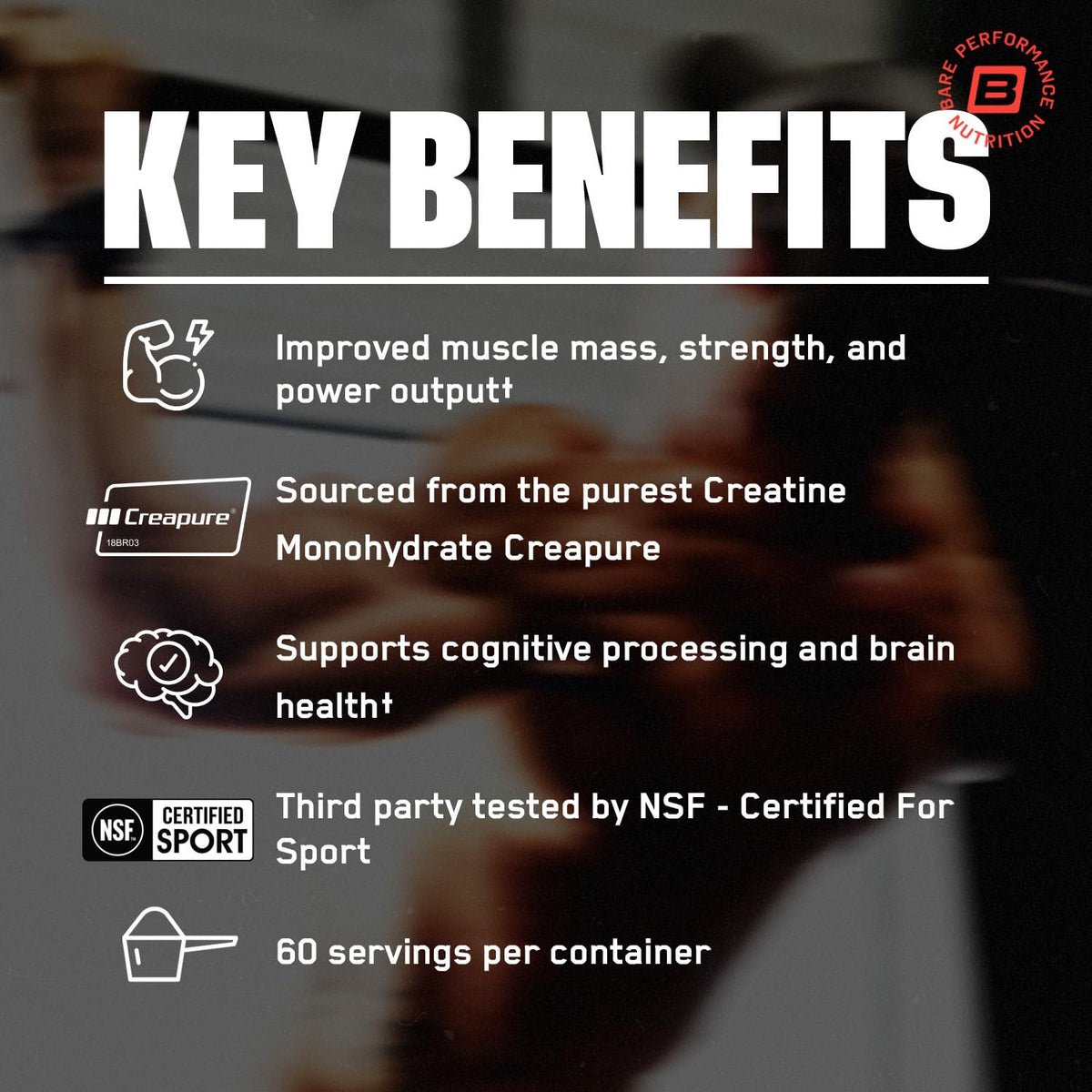 BARE PERFORMANCE NUTRITION Pure Creatine Monohydrate Powder - 60 Servings - image 3