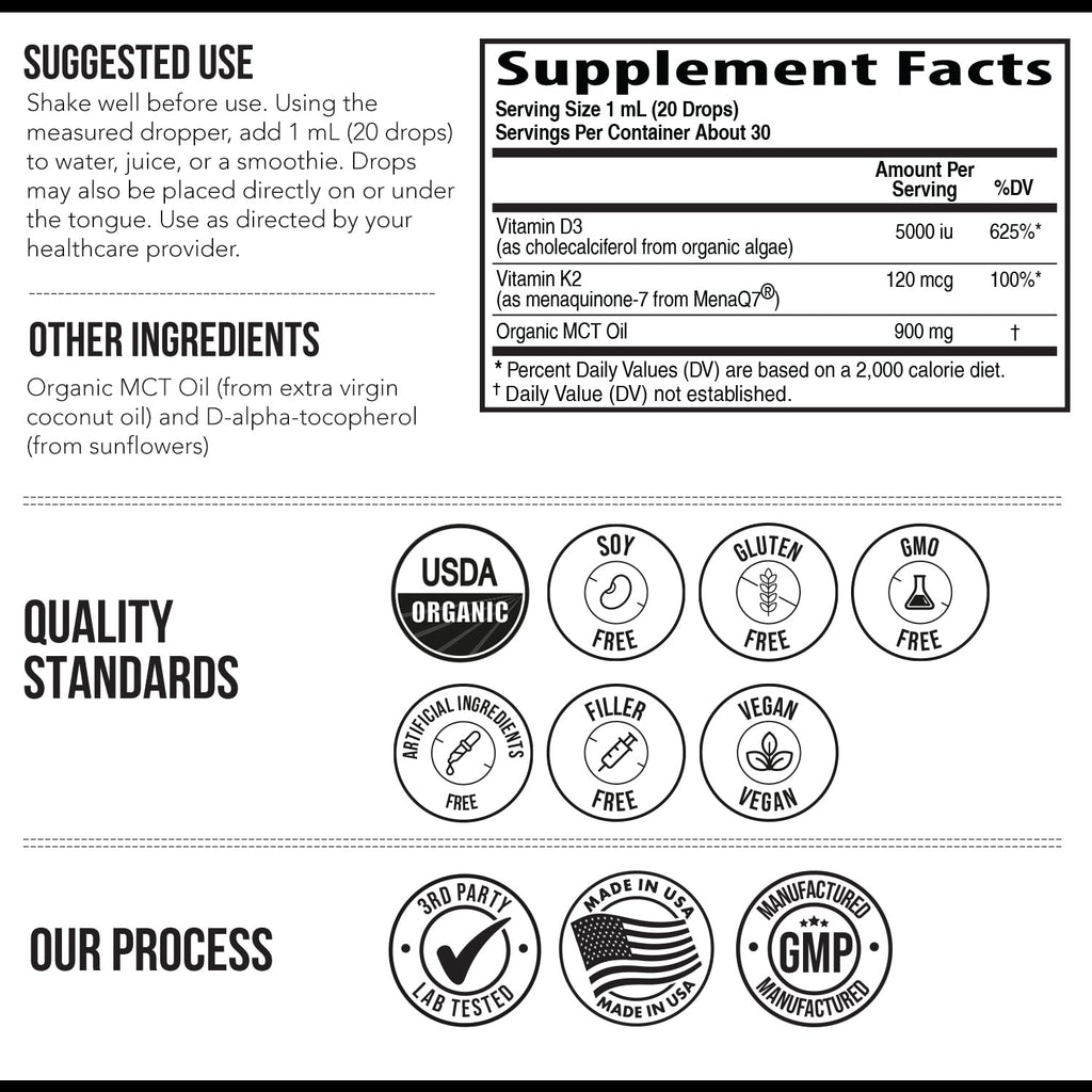 Triquetra Health Organic Plant D3 + K2 (5000 iu D3) - All-Trans MK7