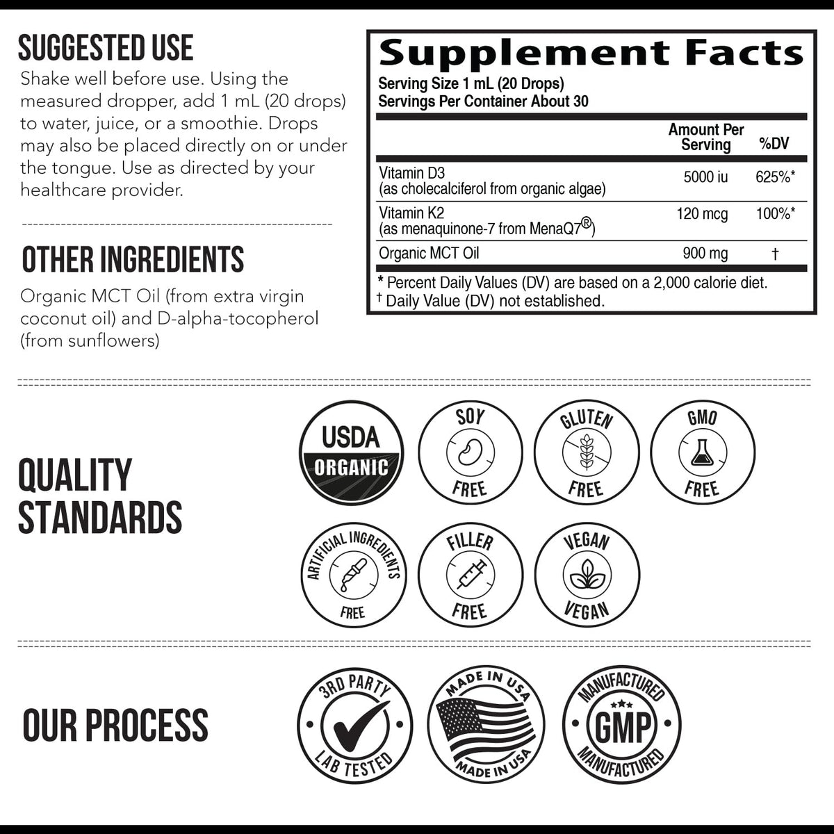Triquetra Health Organic Plant D3 + K2 (5000 iu D3) - All-Trans MK7