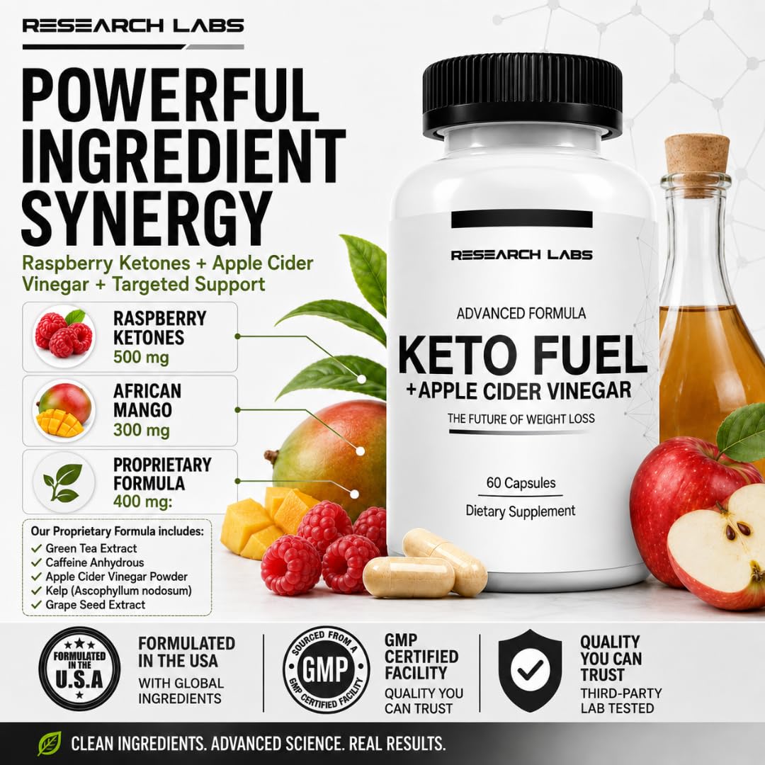 Research Labs Keto Diet Pills with Apple Cider Vinegar - 120 Capsules - image 3
