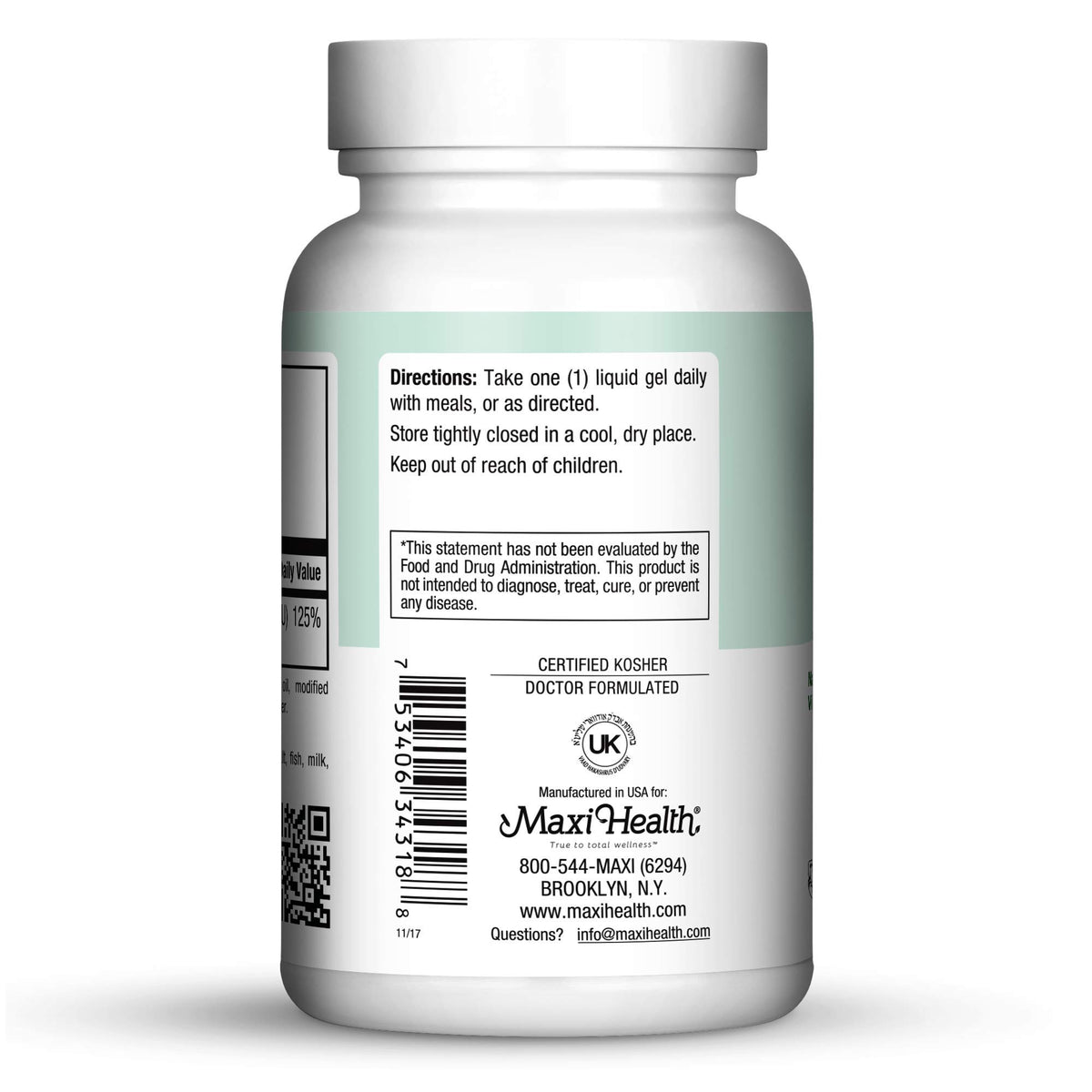 Maxi Health Vitamin D3 1000 IU - for Healthy Muscle Function