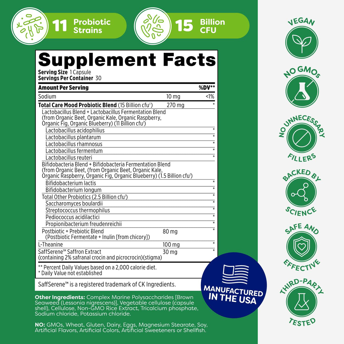 Probulin Mood Probiotics for Women with Saffron & L-Theanine - 30 Capsules - image 8