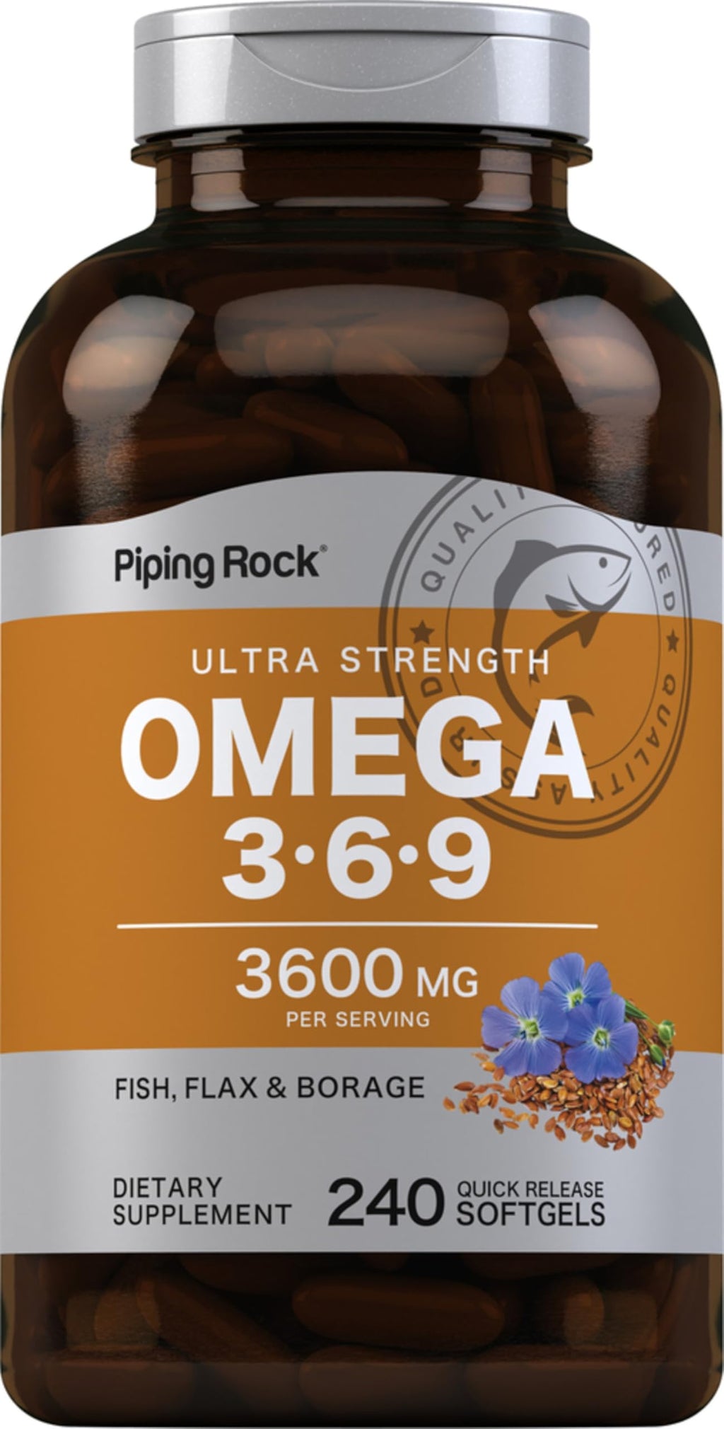 Piping Rock Omega 3 6 9 Supplements - 240 Softgels