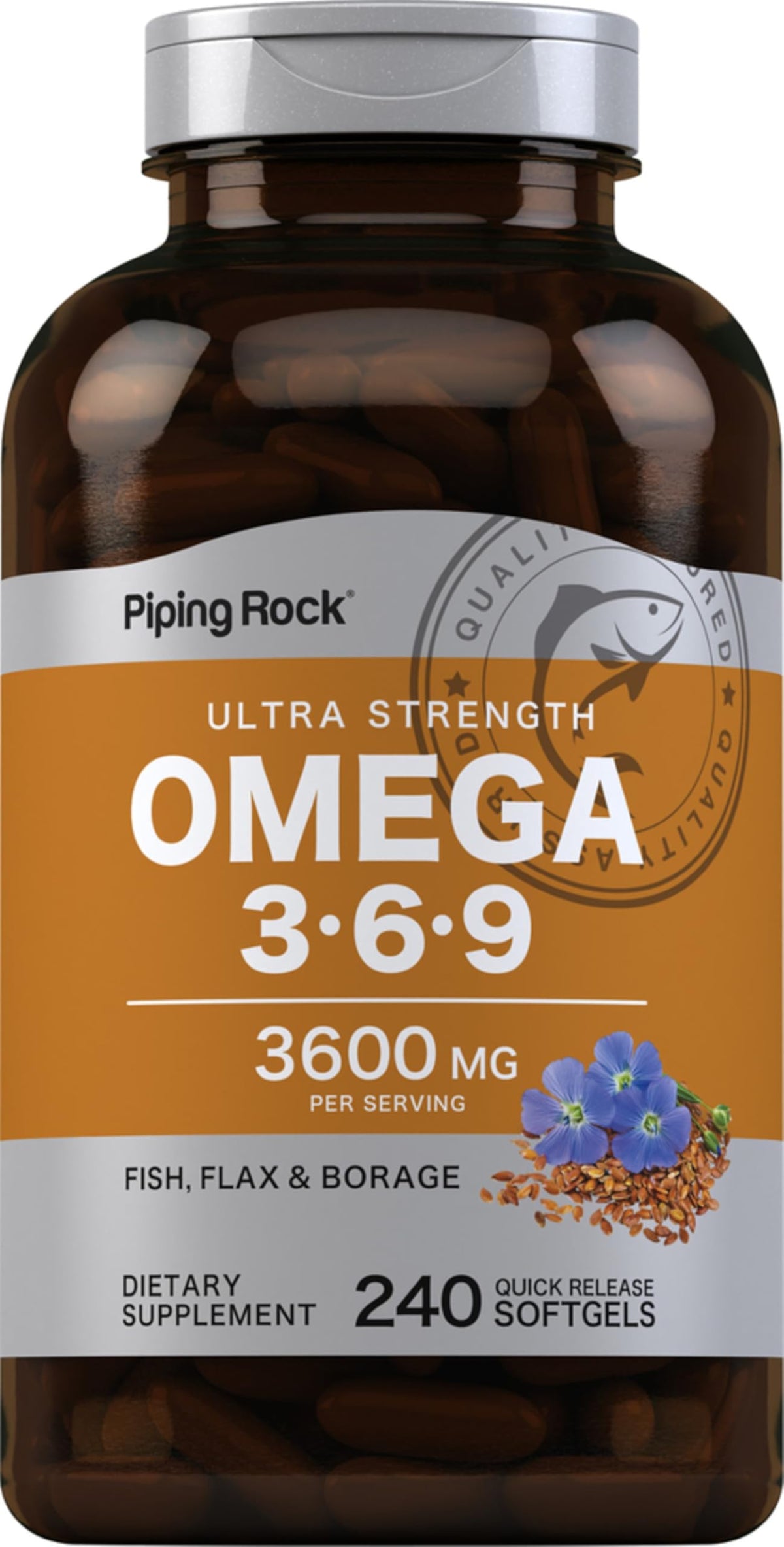Piping Rock Omega 3 6 9 Supplements - 240 Softgels
