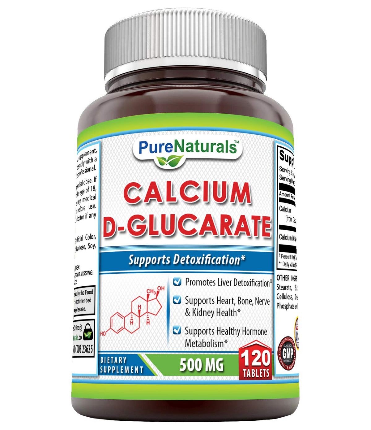 Pure Naturals Calcium D-Glucarate 500 mg - 120 Tablets
