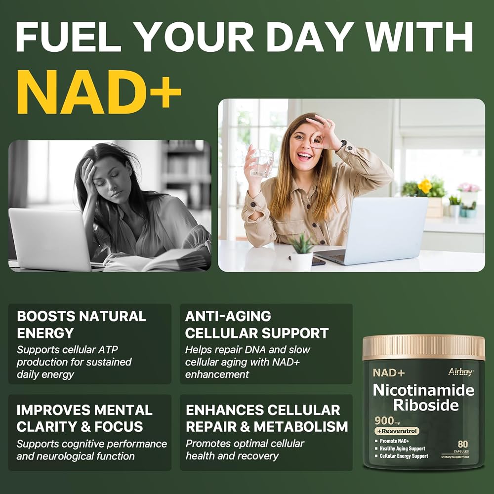 Airboy NAD+ Supplement Liposomal Nicotinamide Riboside 900 mg - 80 Capsules - image 5
