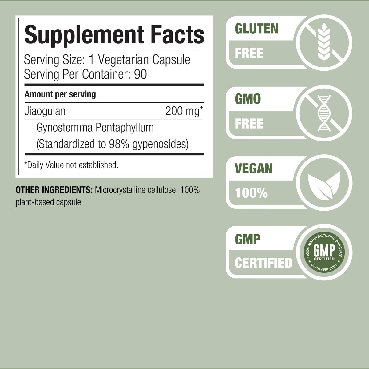 Nature Restore Jiaogulan Extract 98% Gypenosides - 90 Capsules - image 2