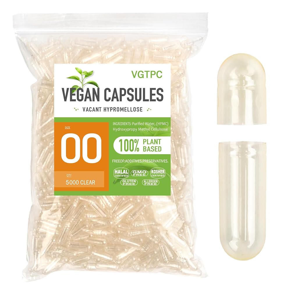 VGTPC Vegan Empty Capsules Size 00 - 5000 Count