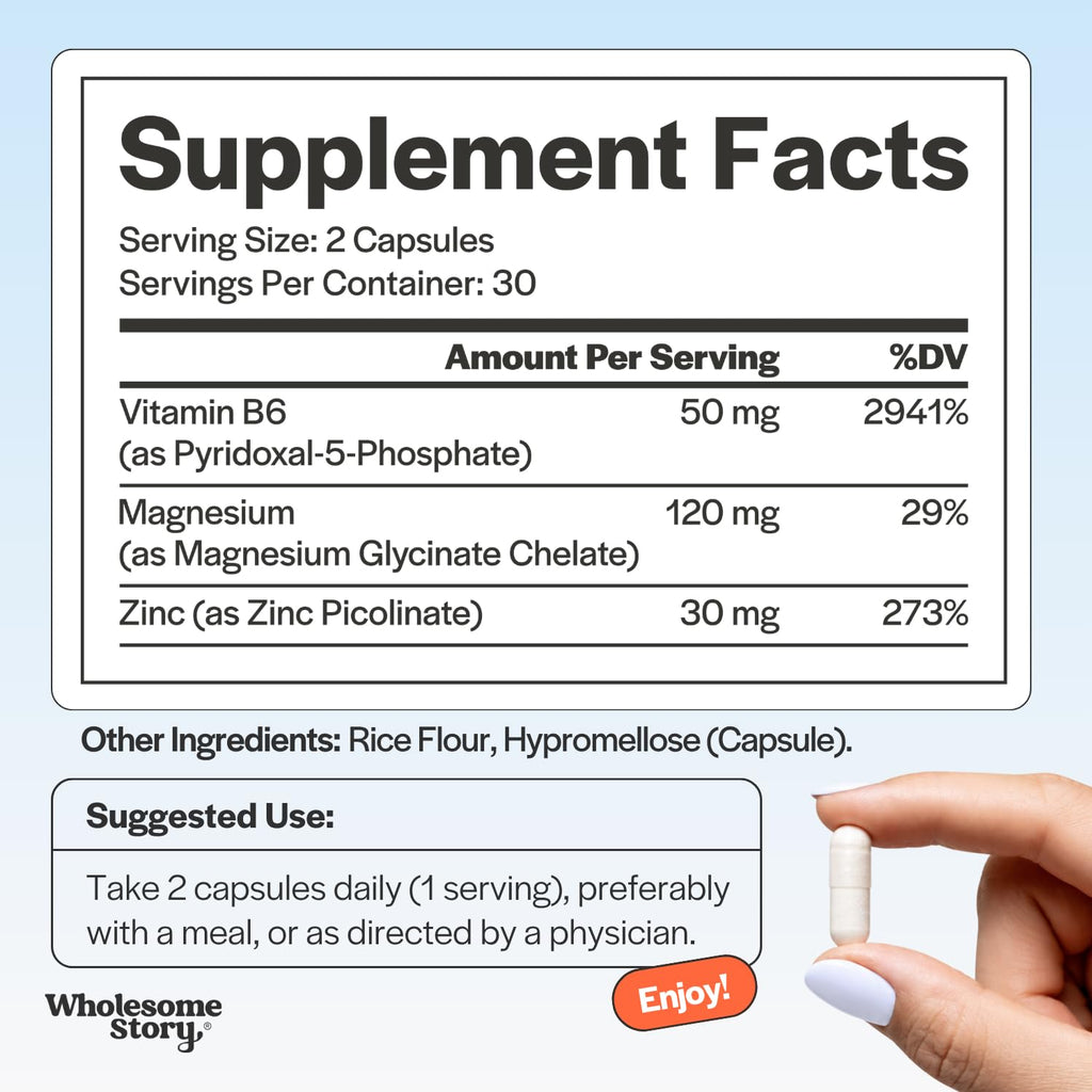 Wholesome Story Zinc Picolinate & Magnesium Glycinate with B6 - 60 Capsules - image 5