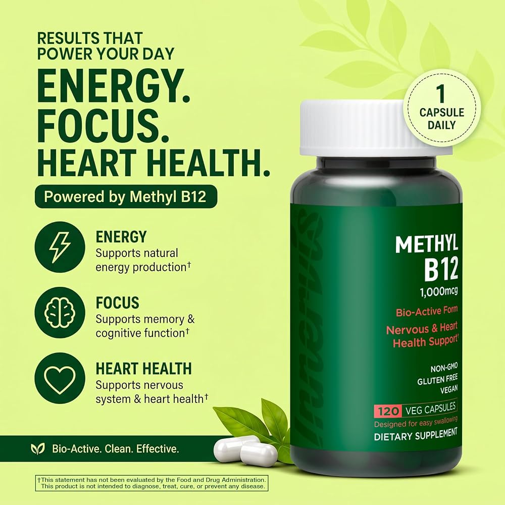 INNERVISNUTRITION Vitamin B12 1000 mcg Methylcobalamin - 120 Capsules - image 2