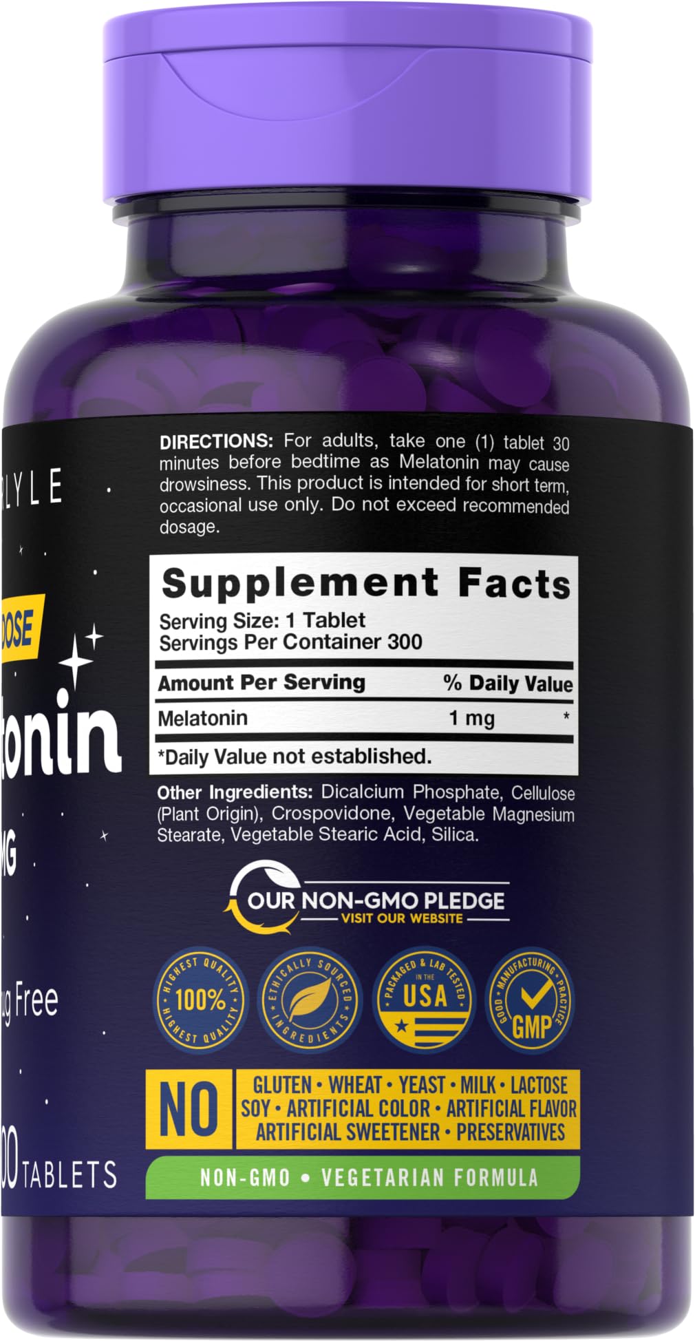 Carlyle Melatonin 1 mg Sleep Support - 300 Tablets - image 2