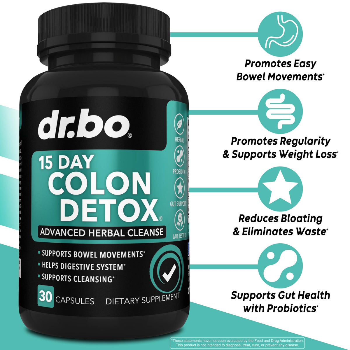 DR. BO Colon Cleanser Detox Intestinal Cleanse Pills - 30 Capsules - image 2